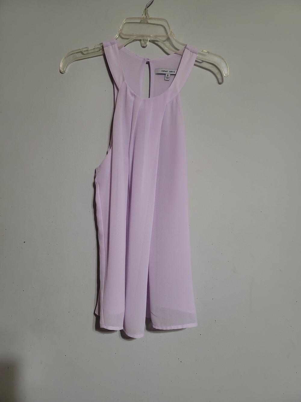 Naked Zebra Lavender Pleated Halter Camisole Feminine Sz Small Lilac Purple Top